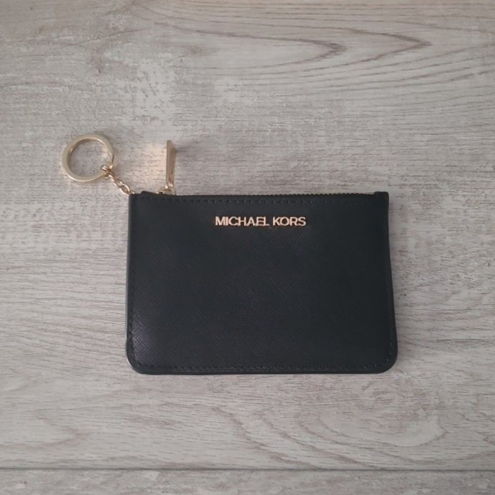 Michael Kors Black Pouch with Gold Keychain